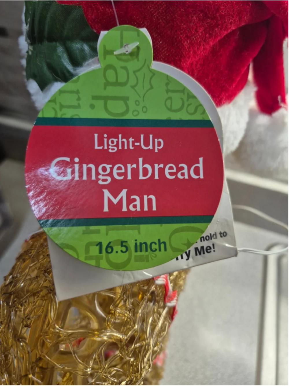 American Home Classics Light-Up Gingerbread Man Decor One Size Gold Red